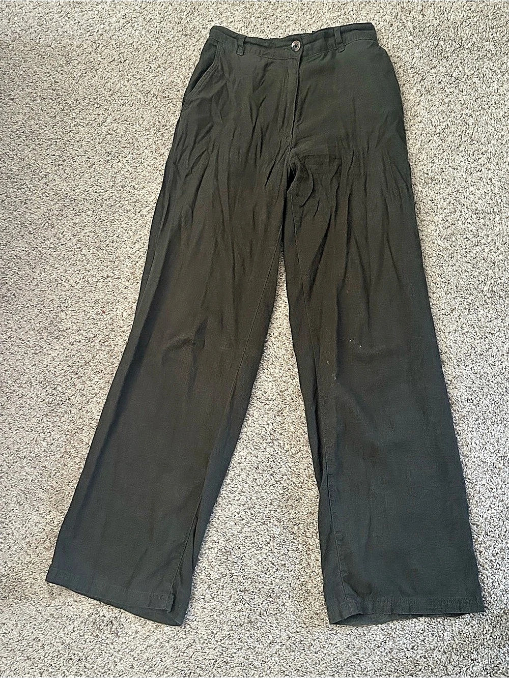 H&M Wide Leg Linen-Blend Pants Green xs